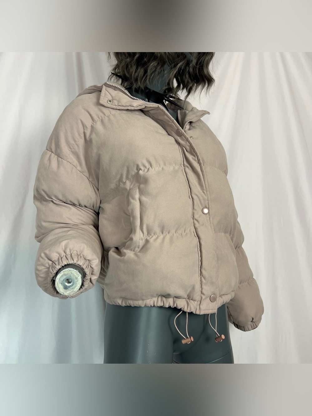 Rare Vintage Japanese Soft Plush Pastel Wisteria Hooded Puffer Coat